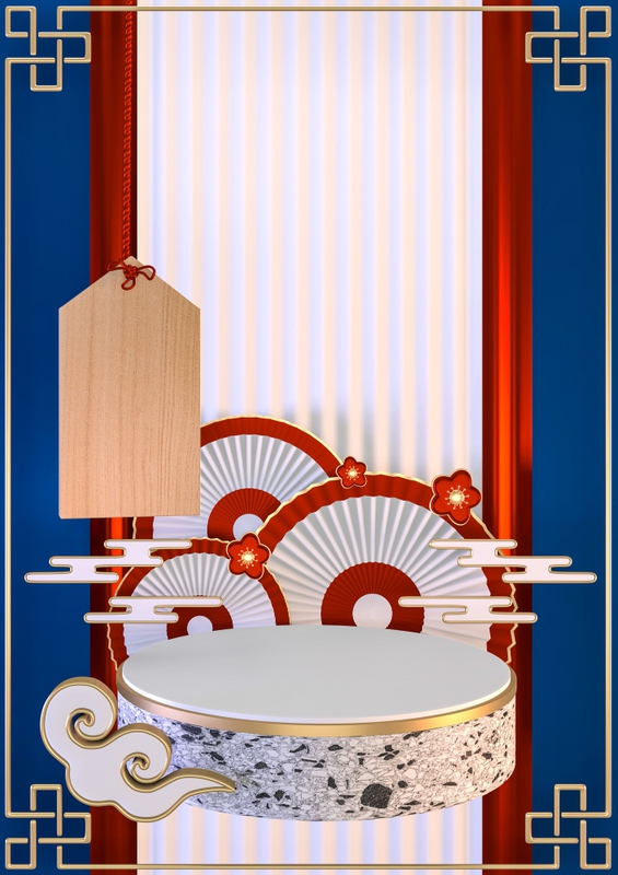Nền xanh dương, bục sản phẩm, tết, truyền thống - navamin 9