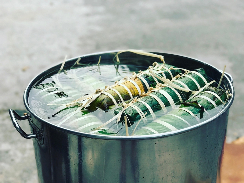 Bánh chưng, bánh tét, hoa mai, ngày tết, Banh chung, banh tet, apricot blossoms, Tet holiday - namair