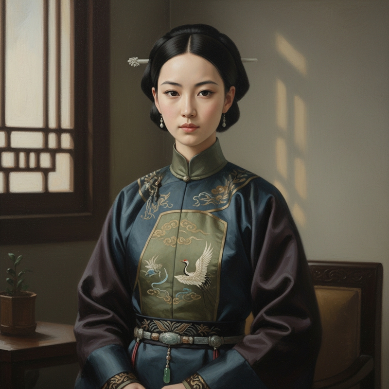 A 14-year-old noble girl from the Qing Dynasty, refined and dignified...