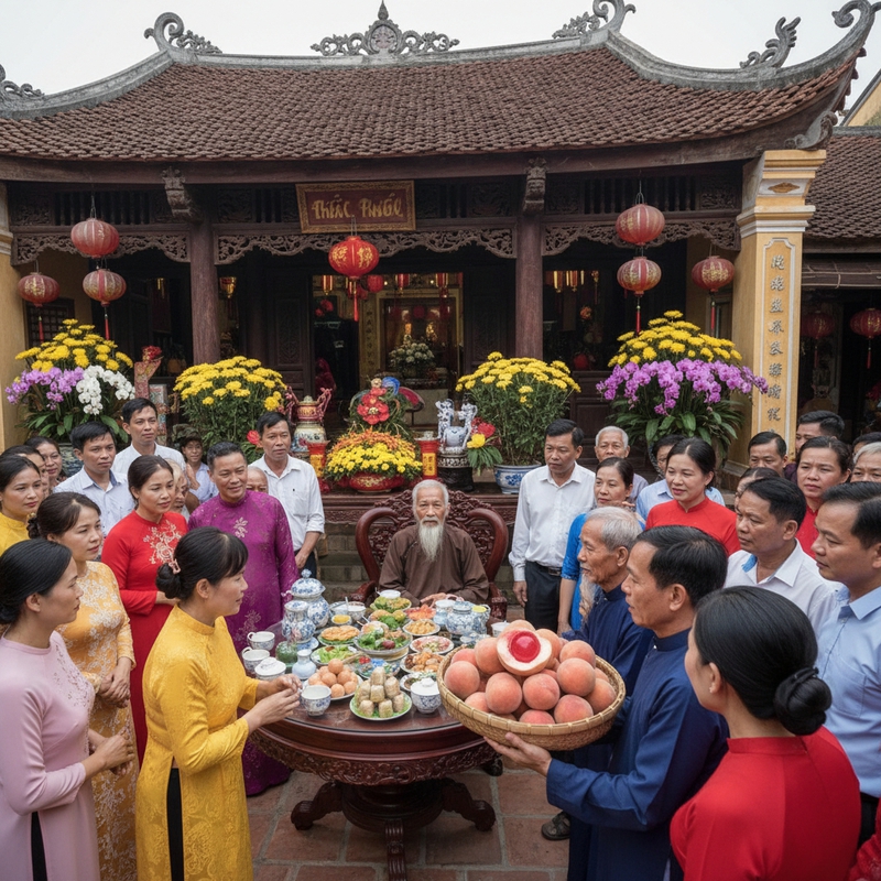 Rất nhiều người đến dự tiệc mừng thọ lão gia ,Trang viên...