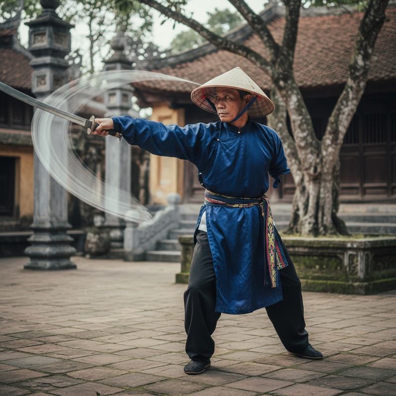 hán tử mất tay phải ..biểu diễn thanh đao bằng tay trái . Với...