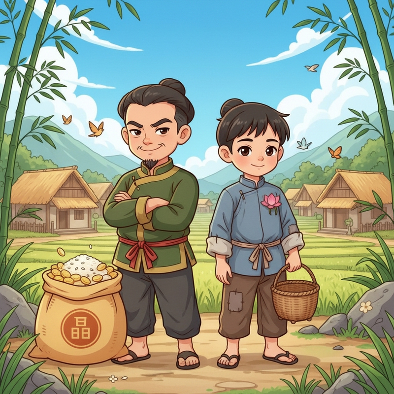 Ngày xưa, có hai anh em mồ côi.
Anh thì tham, em thì hiền.. Với đặc...