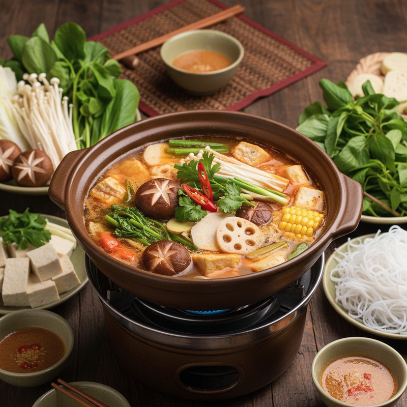 tạo cho tôi một nồi lẩu chay hấp dẫn . Với đặc điểm phong...
