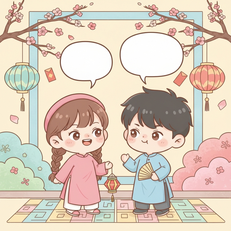 Một gia đình mặc áo dài truyền thống tươi cười trước không...