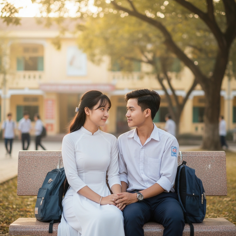 tạo video ai học sinh iu nhau . Với đặc điểm phong cách thực tế ....