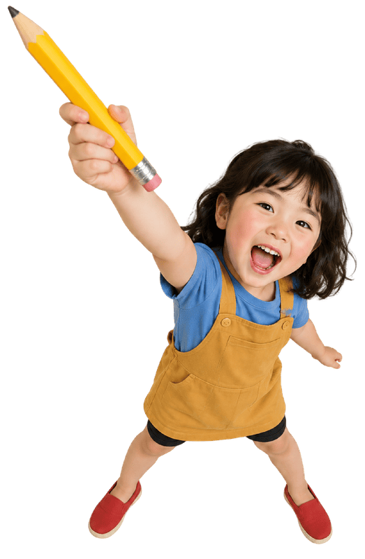 Bé gái, cầm bút vẽ