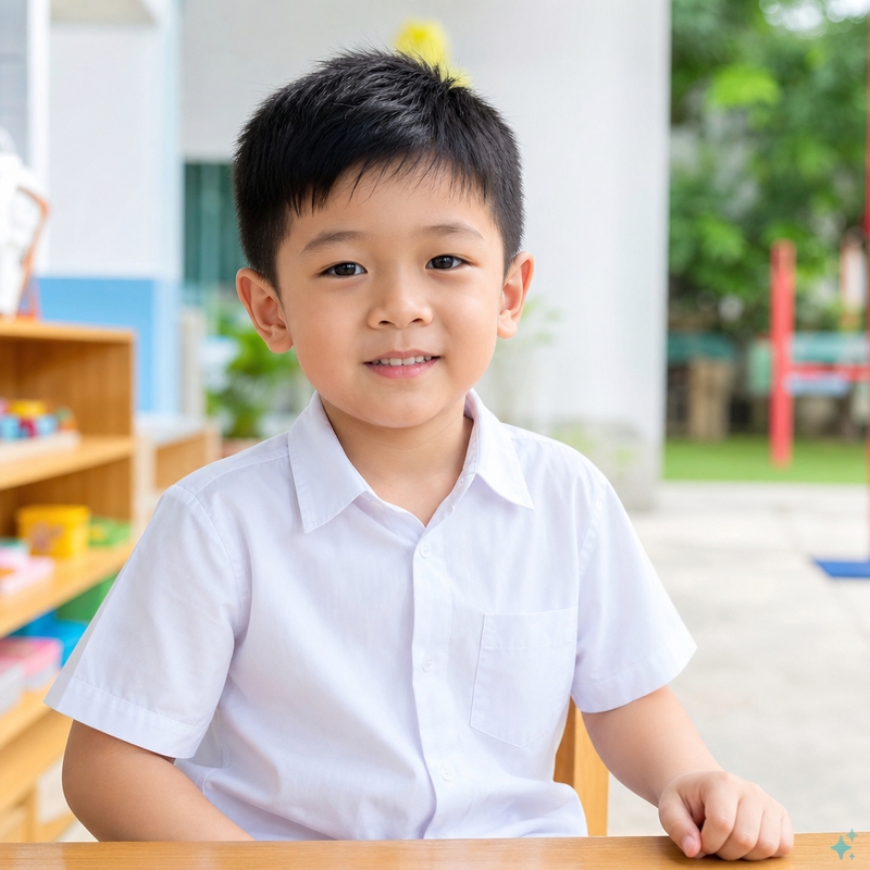 bé trai lớp lá . Với đặc điểm phong cách thực tế . Nếu người dùng không yêu cầu Quốc gia:...