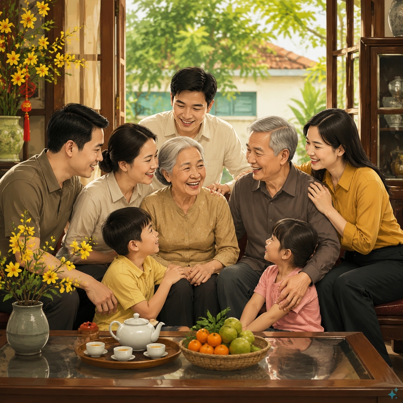 Tạo ảnh hoạt hình anh chị em xum vầy . Với đặc điểm phong cách thực tế . Nếu người dùng...