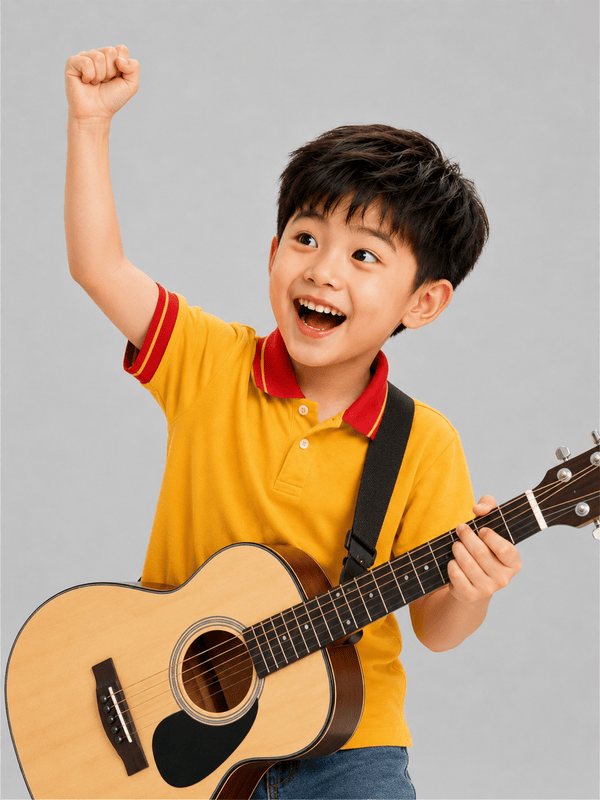 cậu bé, chơi guitar