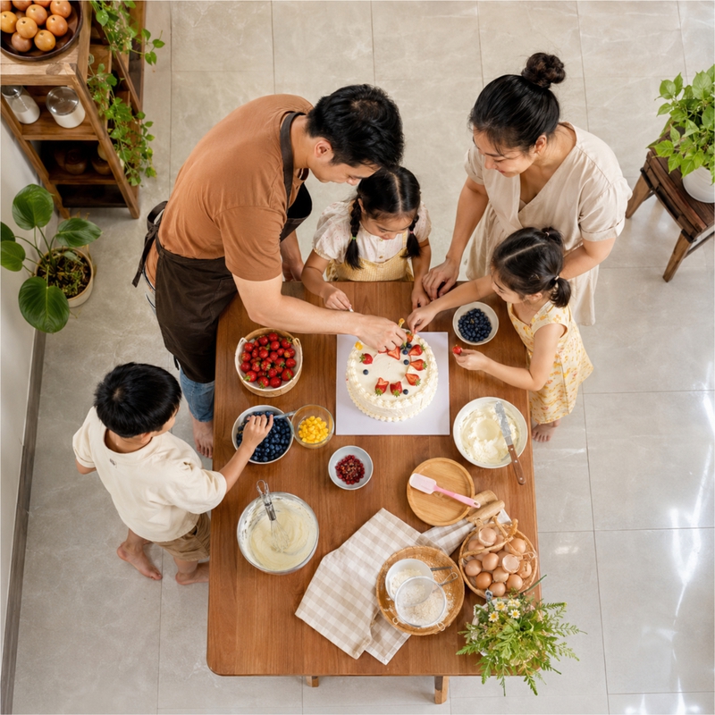Gia đình, làm bánh kem 9