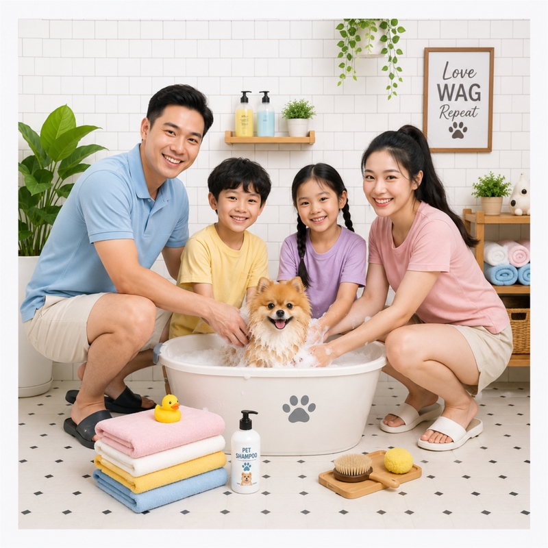 Gia đình, tắm cho thú cưng 5