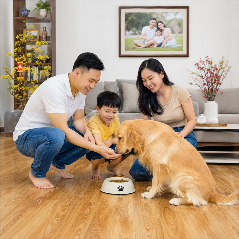Gia đình, cho thú cưng ăn 1