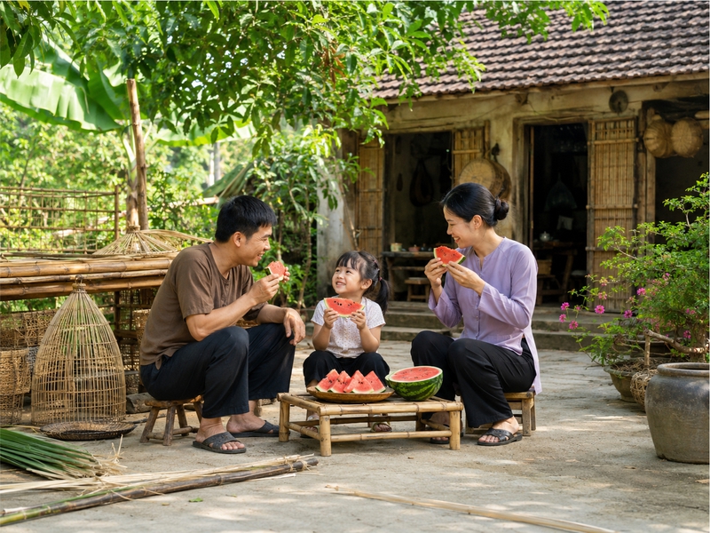 Gia đình, ăn dưa hấu 1