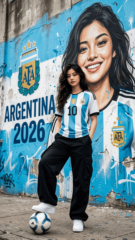 A confident young woman standing with one foot on a soccer ball, wearing an...