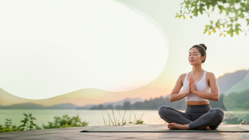 tạo cho tôi 1 banner với chủ đề 5 Lợi Ích Tuyệt Vời Của Yoga Với Sức Khỏe Tinh Thần....