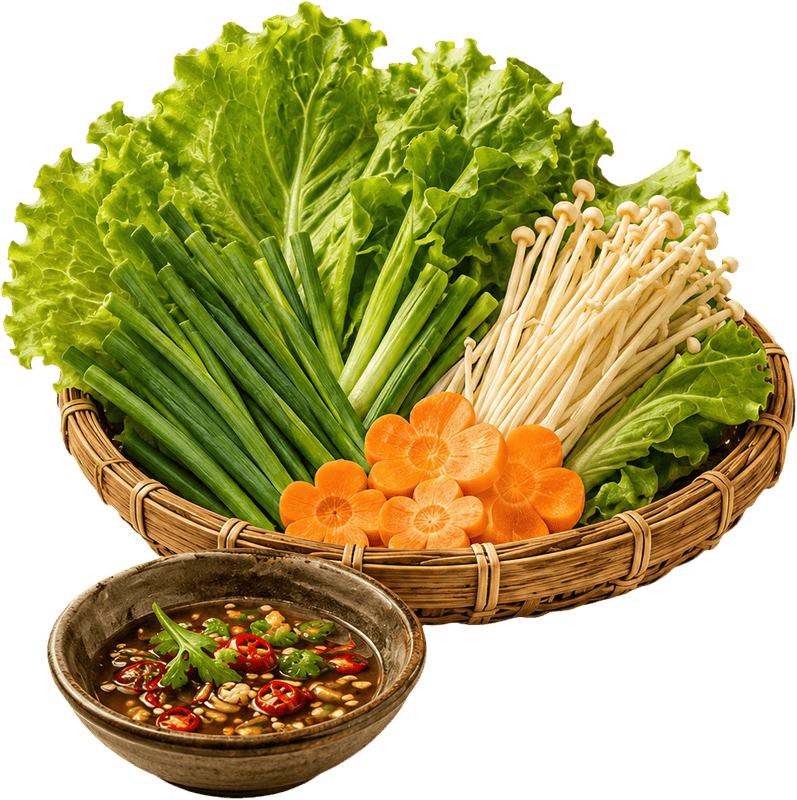Xà lách, nước chấm