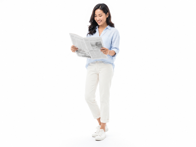 Cô gái, đọc báo 12