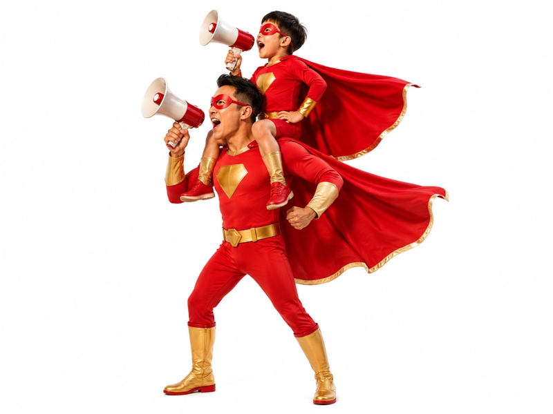 Bố và con, siêu nhân 4
