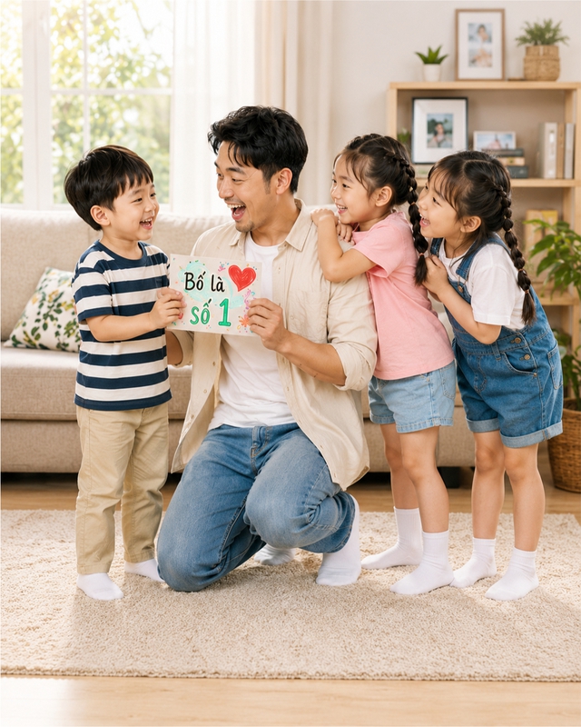 Bố và con, vui vẻ 4