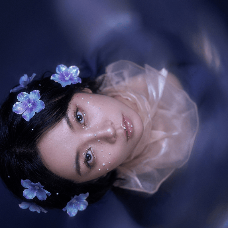 Dark tone atmosphere fashion portrait close-up poster, captured with a unique...