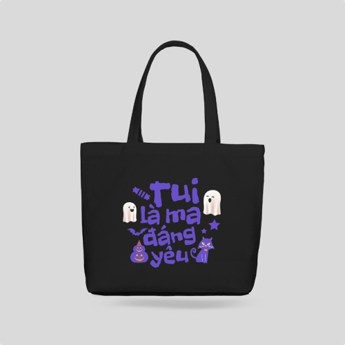 Mẫu thiết kế Túi canvas Halloween, lễ hội ma quái, sự kiện, event, dễ thương, cute, chibi, hoạt hình, cartoon	