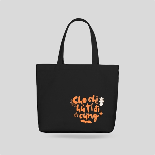 Mẫu thiết kế Túi canvas Halloween, lễ hội ma quái, sự kiện, event, dễ thương, cute, chibi, hoạt hình, cartoon	