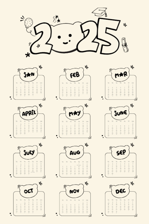 Mẫu thiết kế Lịch đơn treo tường Tốt nghiệp, kỉ yếu, Graduation, yearbook, dễ thương, cute