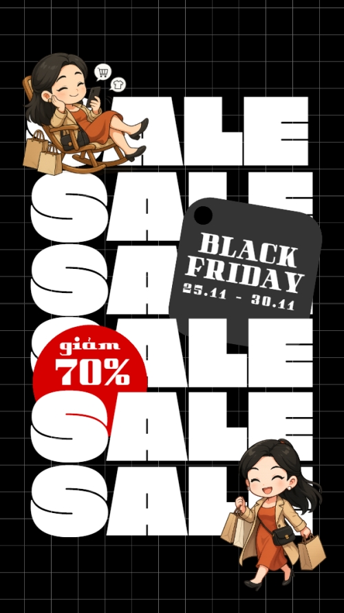 Mẫu thiết kế Thumbnail tiktok Black Friday sale