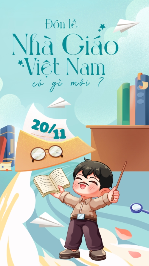 Mẫu thiết kế Thumbnail tiktok Chúc mừng Ngày Nhà Giáo Việt Nam 20/11