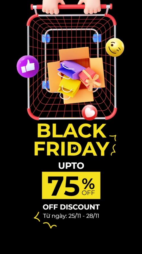 Mẫu thiết kế Thumbnail tiktok Black friday giảm giá
