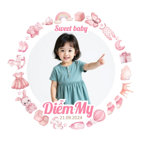 Mẫu thiết kế Photobook vuông Em bé, baby, kid, sinh nhật, birthday, cá nhân, personal style, sự kiện, event, dễ thương, cute