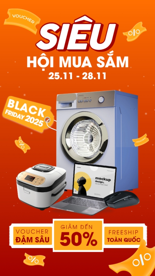 Mẫu thiết kế Thumbnail tiktok Siêu hội mua sắm