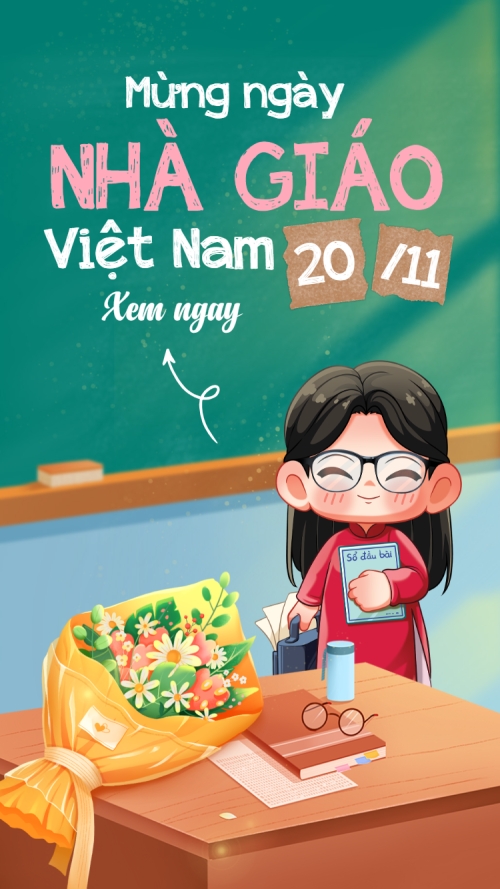 Mẫu thiết kế Thumbnail tiktok Mừng ngày nhà giáo Việt Nam 20/11