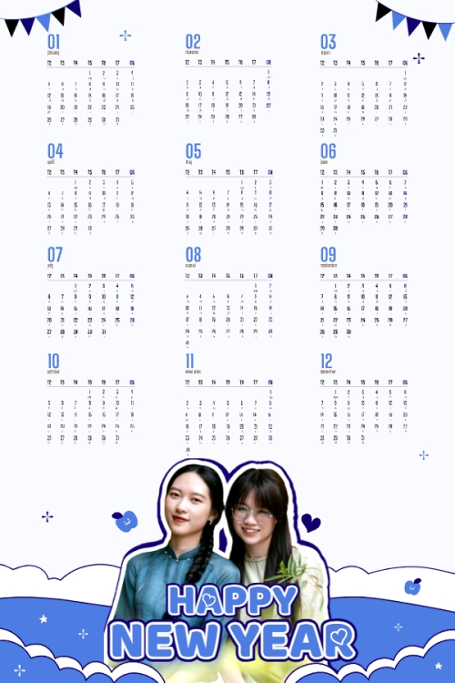 Mẫu thiết kế Lịch đơn treo tường Tết, Xuân, Bính Ngọ, năm 2026, 2026, cá nhân, nhân vật, personal style, signature, dễ thương, cute