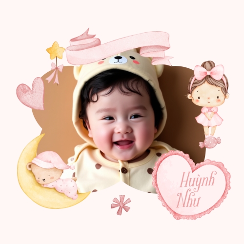 Mẫu thiết kế Photobook vuông Em bé, baby, kid, sinh nhật, birthday, cá nhân, personal style, sự kiện, event, dễ thương, cute