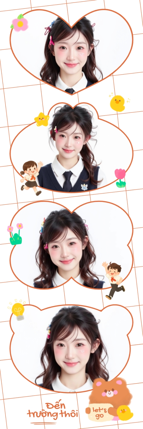 Mẫu thiết kế Bộ Ảnh Photobooth Tựu trường, đến trường, nhập học, giáo dục, education, school, trường học, hiện đại, modern