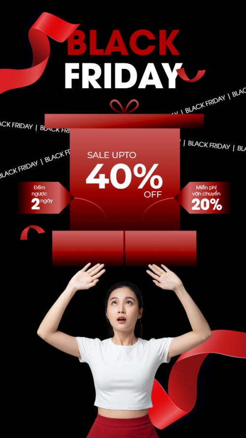 Mẫu thiết kế Thumbnail tiktok Black Friday giảm giá