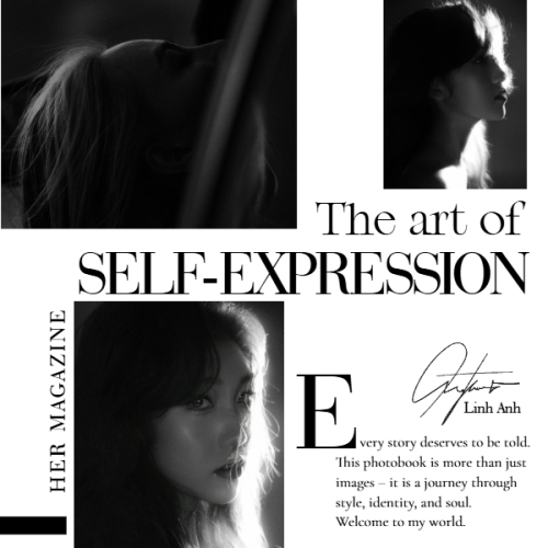 Mẫu thiết kế Photobook vuông Cô gái, girl, tạp chí, cá nhân, personal style, hiện đại, modern, simple, đơn giản