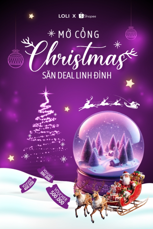 Mẫu thiết kế Bài post MXH dọc Mở cổng Christmas săn deal linh đình 1765821247