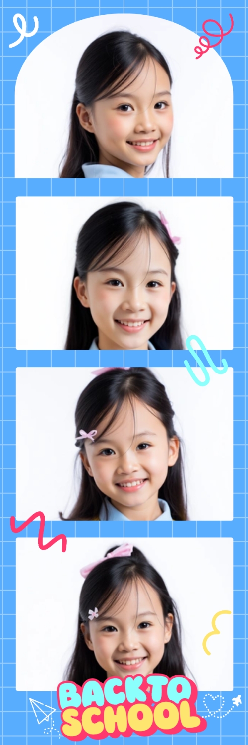 Mẫu thiết kế Bộ Ảnh Photobooth Tựu trường, đến trường, nhập học, giáo dục, education, school, trường học, dễ thương, cute, chibi, hoạt hình, cartoon
