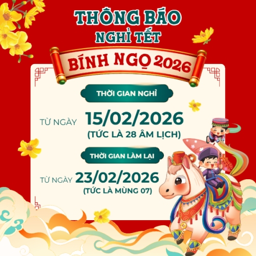 Mẫu thiết kế Bài post MXH vuông Thông nghỉ tết Nguyên Đán 1768385146
