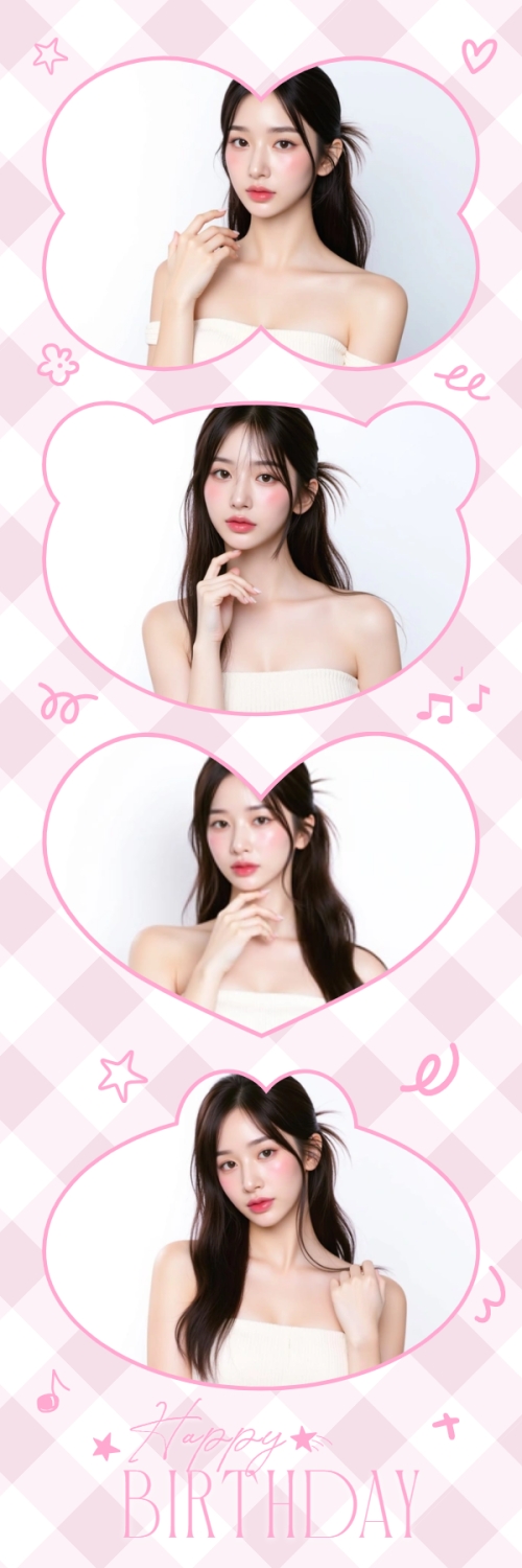 Mẫu thiết kế Bộ Ảnh Photobooth Idol, thần tượng, con gái, girl, cá nhân, personal style, sự kiện, event, cute, dễ thương, đơn giản, simple