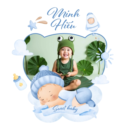 Mẫu thiết kế Photobook vuông Em bé, baby, kid, sinh nhật, birthday, cá nhân, personal style, sự kiện, event, dễ thương, cute