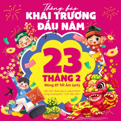 Mẫu thiết kế Bài post MXH vuông Thông báo khai trương đầu năm 1770192885