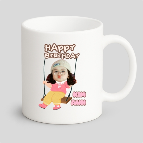 Mẫu thiết kế Ly sứ (cốc) Sinh nhật, bé gái, girl, birthday,  cá nhân, nhân vật, personal style, signature, dễ thương, cute, chibi, hoạt hình, cartoon 