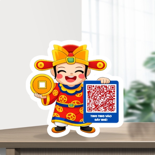 Mẫu thiết kế Poster để bàn Thần tài QR