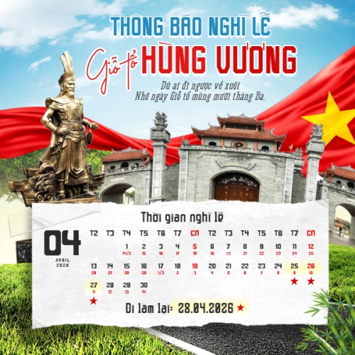 Mẫu thiết kế Bài post MXH vuông Thông báo nghỉ lễ Giỗ tổ Hùng Vương 2026 1774496004