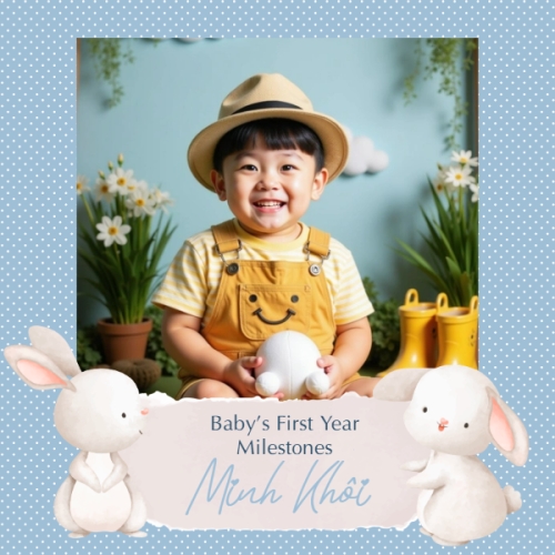 Mẫu thiết kế Photobook vuông Em bé, baby, thỏ, rabbit, cá nhân, personal style, sự kiện, event, dễ thương, cute