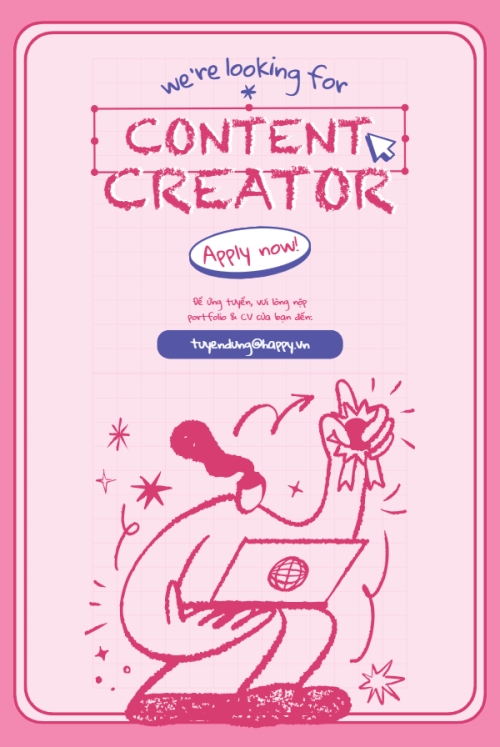 Content creator, nhà sáng tạo nội dung, tuyển dụng, văn phòng, office, dễ thương, cute, đơn giản, simple