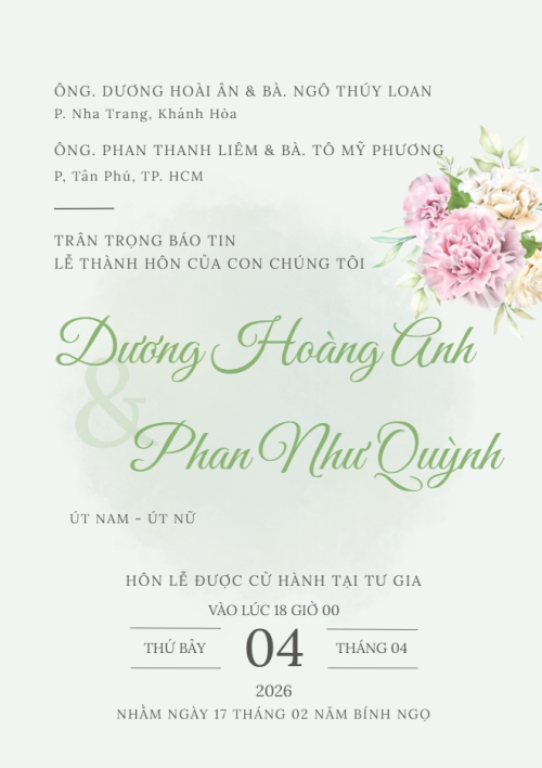Thiệp cưới Hương hoa